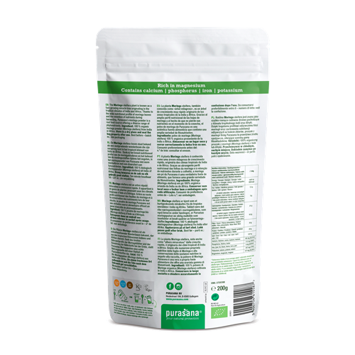 Purasana-Superfood-MORINGA-Powder-BIO-200-Gramm-Indien-Verpackung-R-ckseite