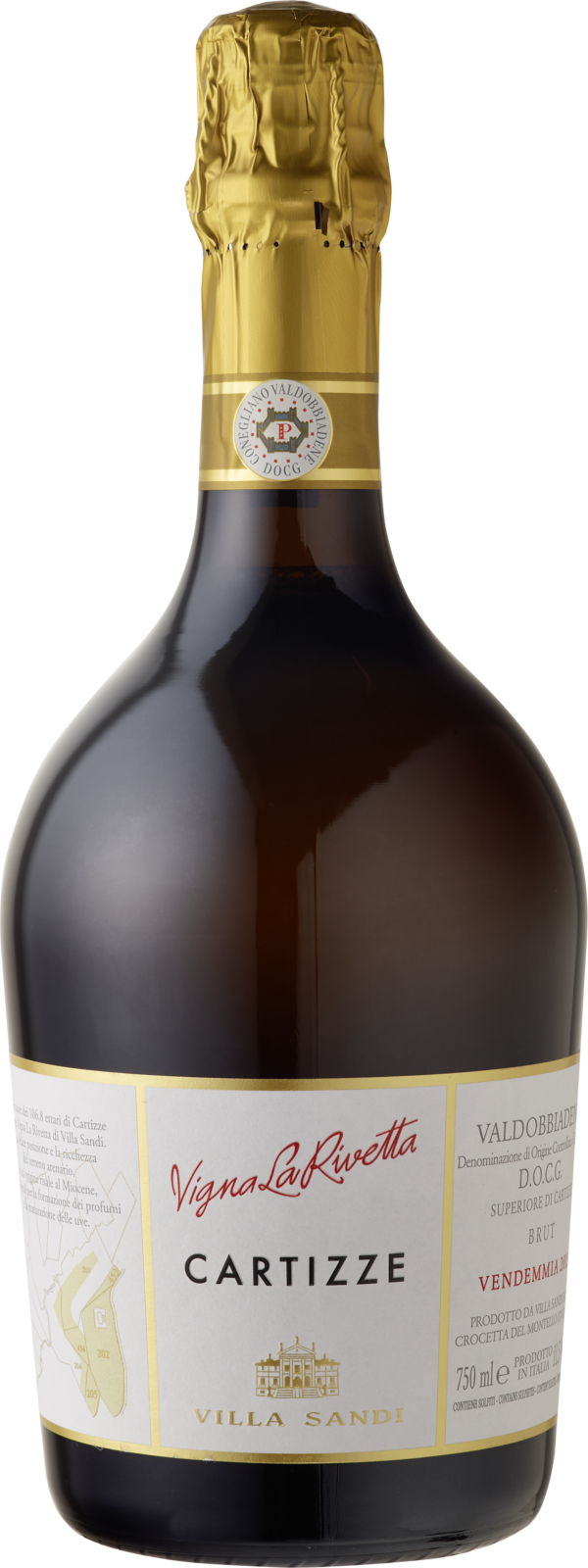 Villa Sandi Valdobbiadene Sup. di Cartizze DOCG Brut 2024 Schaumwein Kiste 6 x 75 cl / 11.5 % Italien – Produktansicht