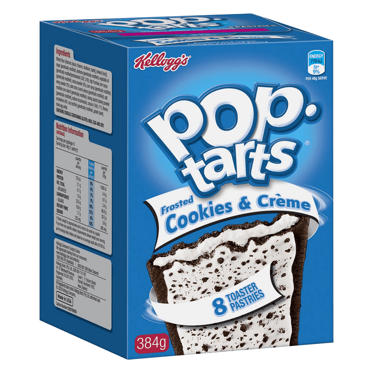 Kellogg's POP-TARTS Frosted Cookies & Creme Box 12 x 384 Gramm USA – Produktansicht