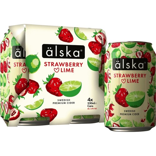 Älska STRAWBERRY & LIME Cider Dosen Kiste 24 x 440 ml / 4 % Schweden