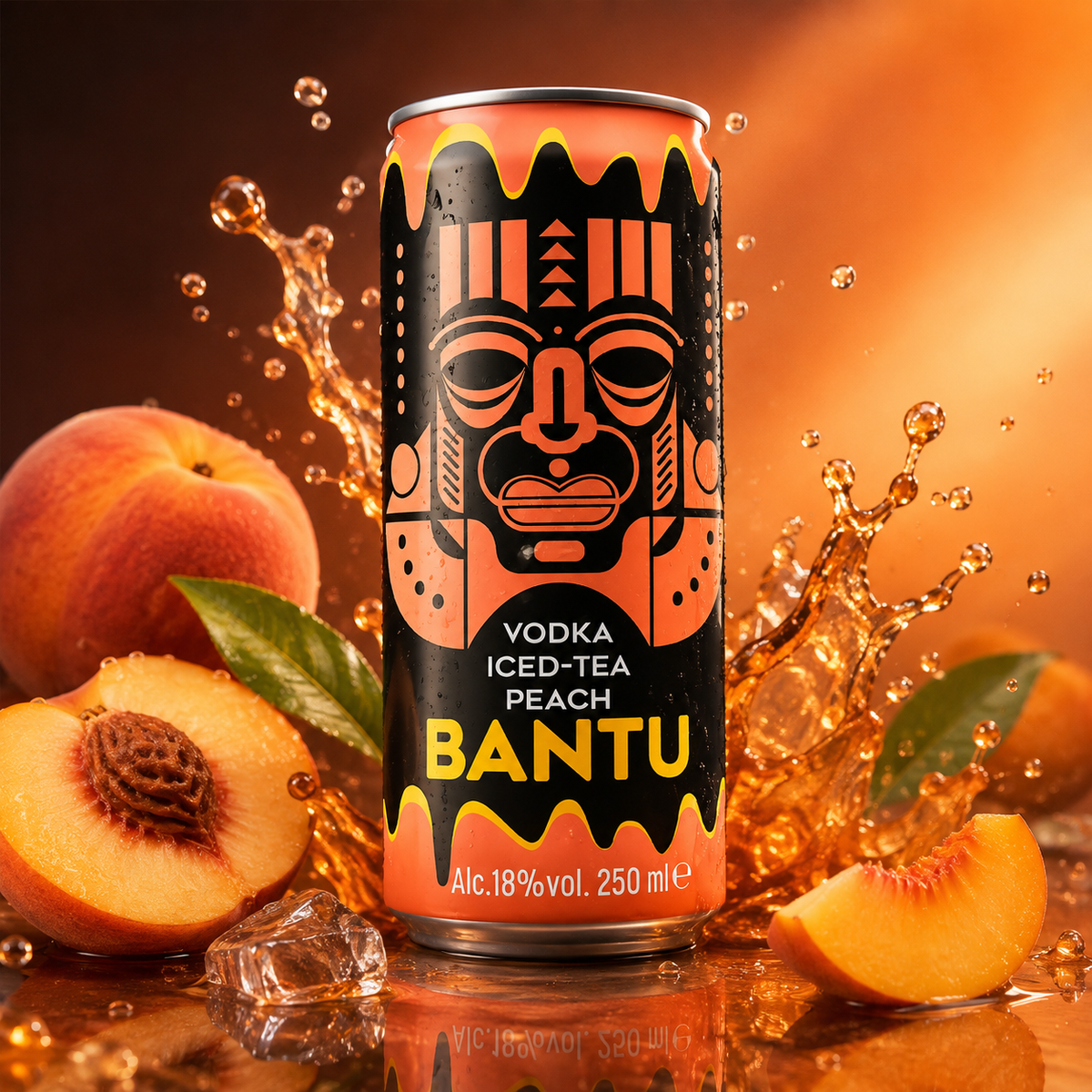 Bantu Vodka Iced-Tea Peach Kiste 24 x 250 ml / 18 % – Produktansicht