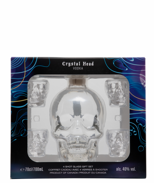 Crystal Head Vodka Set mit 4 Skull Gläsern 70 cl / 40 % Kanada