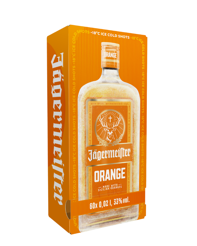 Jägermeister Orange AUTOMAT mit 60 Shots a 2 cl / 33 % Deutschland – Ansicht Spenderbox