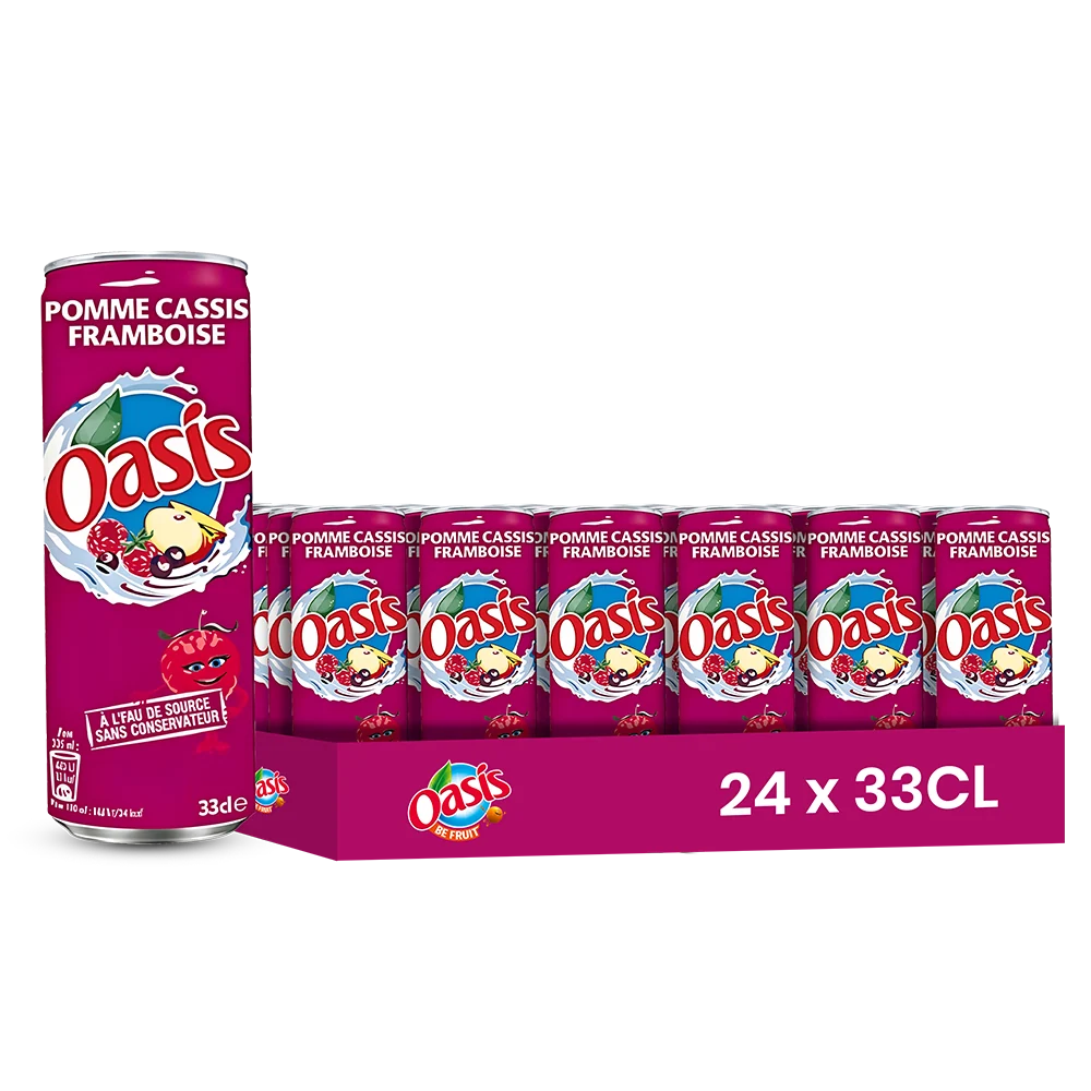 OASIS Pomme - Cassis - Framboise Limonade Dose Kiste 24 x 330 ml Frankreich