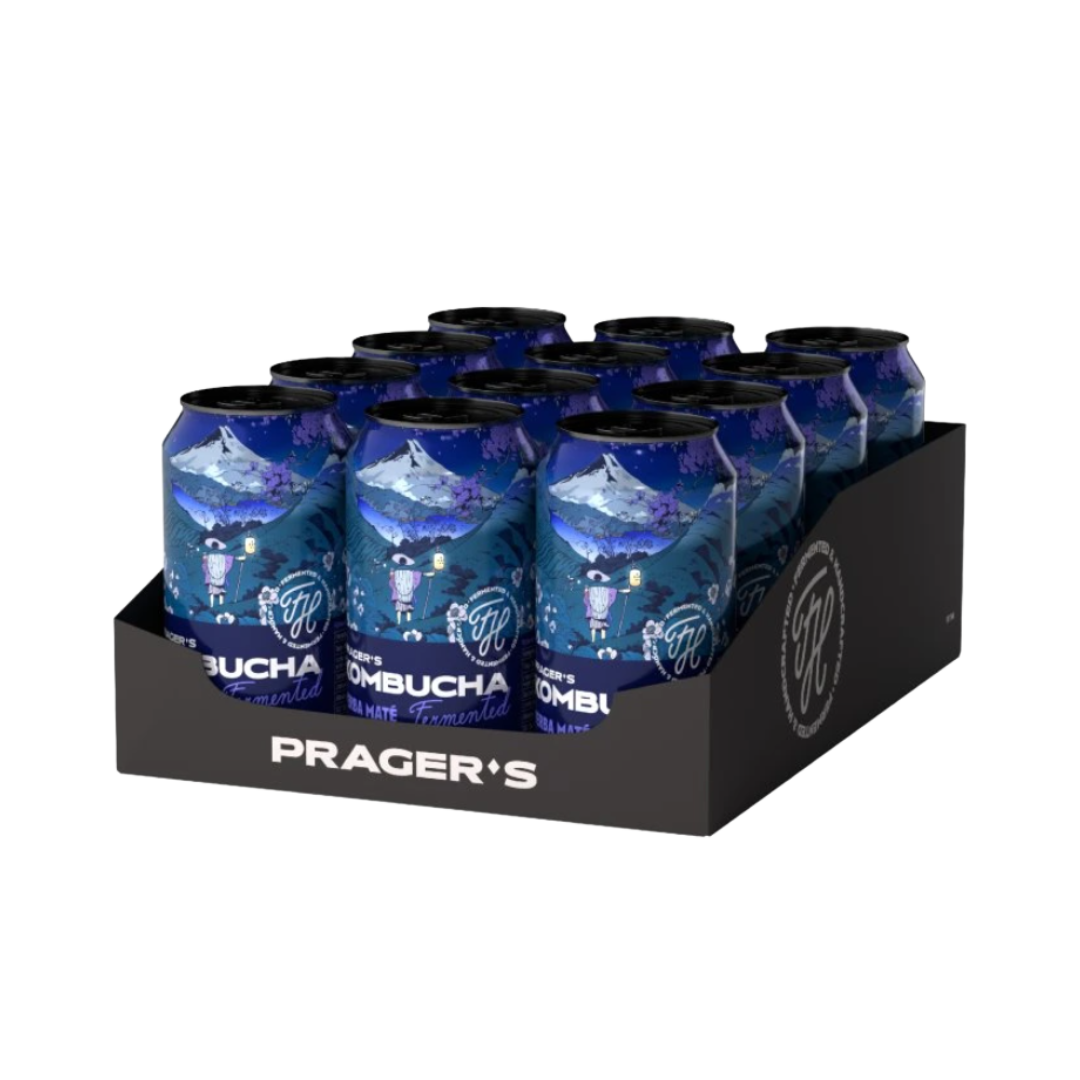 PRAGER'S Kombucha Yerba Maté Kiste 24 x 330 ml Tschechien – Kistenansicht