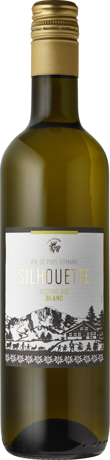 Silhouette Assemblage blanc Vin de Pays Romand 2024 Weisswein Kiste 12 x 50 cl / 12.5 % Schweiz – Produktansicht