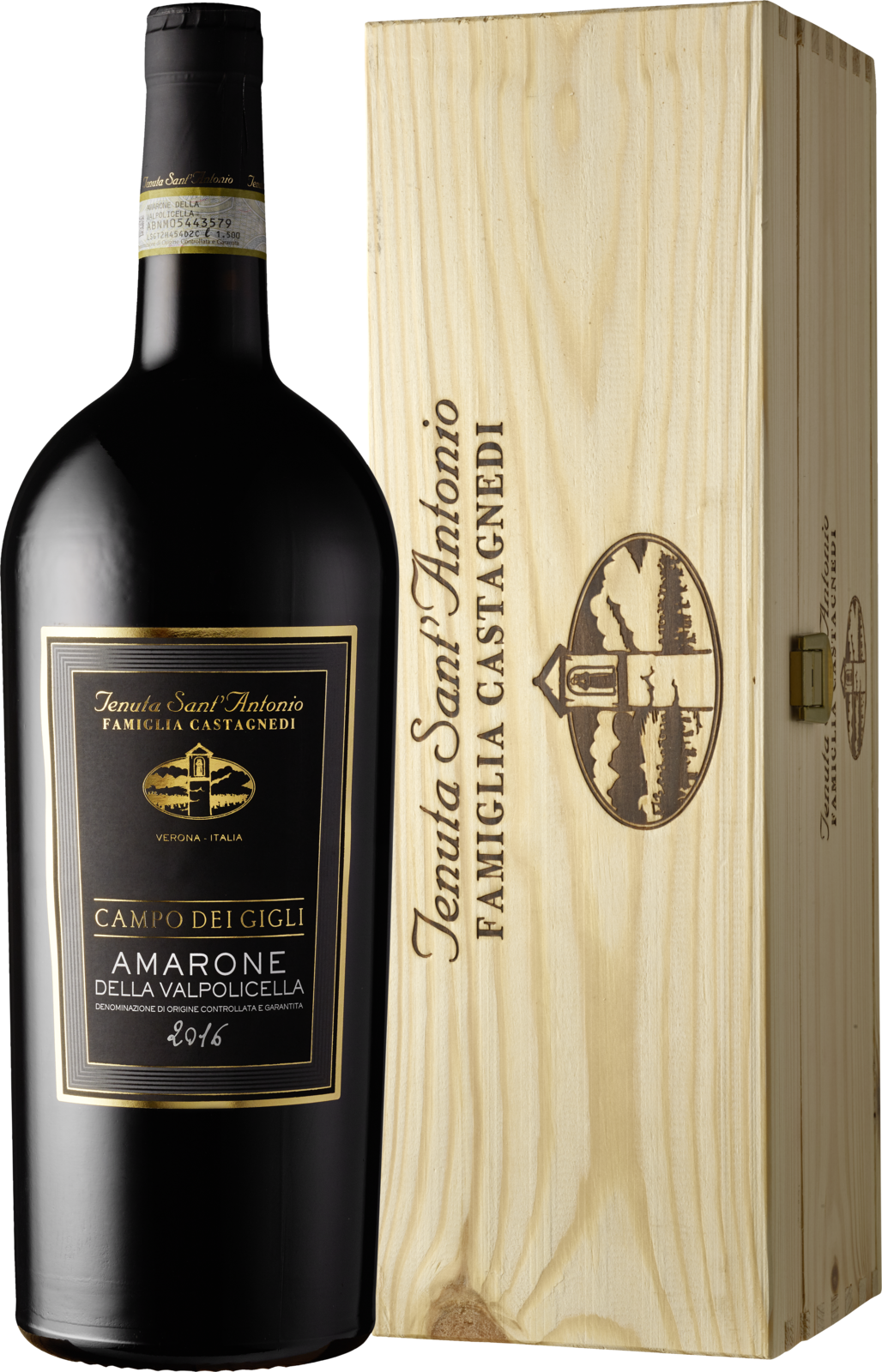 Tenuta Sant’Antonio Amarone della Valpolicella DOCG Campo dei Gigli 2016 Rotwein Kiste 6 x 75 cl / 16 % Italien – Produktansicht