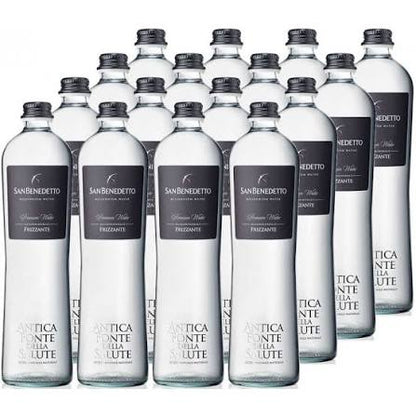 San Benedetto MILLENNIUM WATER SPARKLING Frizzante Glas Kiste 15 x 650 ml Italien