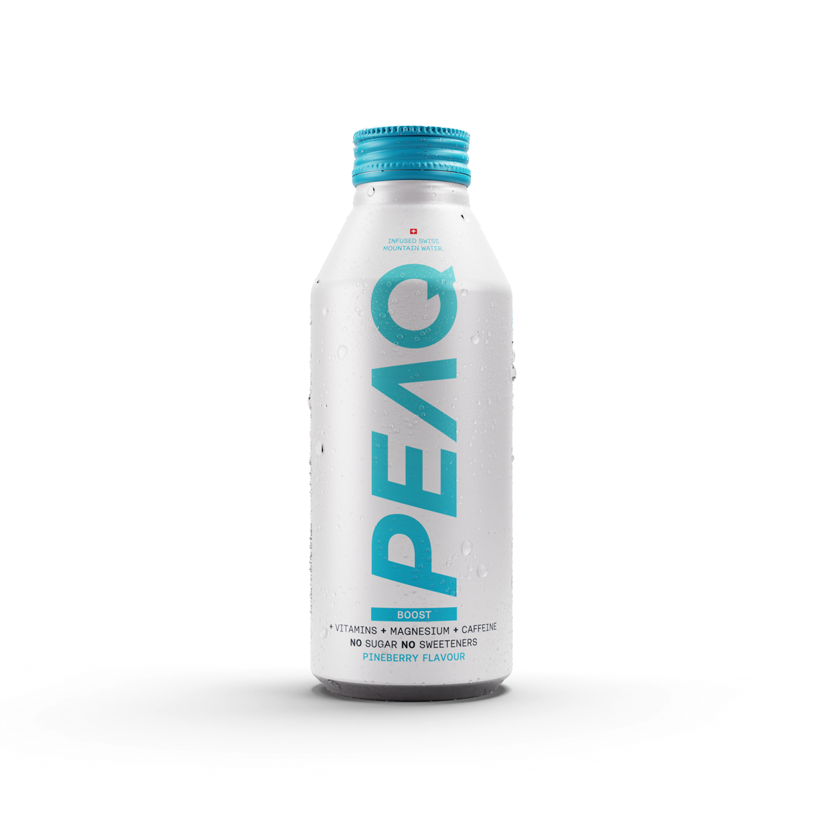 PEAQ BOOST Pineberry Swiss Performance Water 473 ml Einzelflasche – Frontansicht