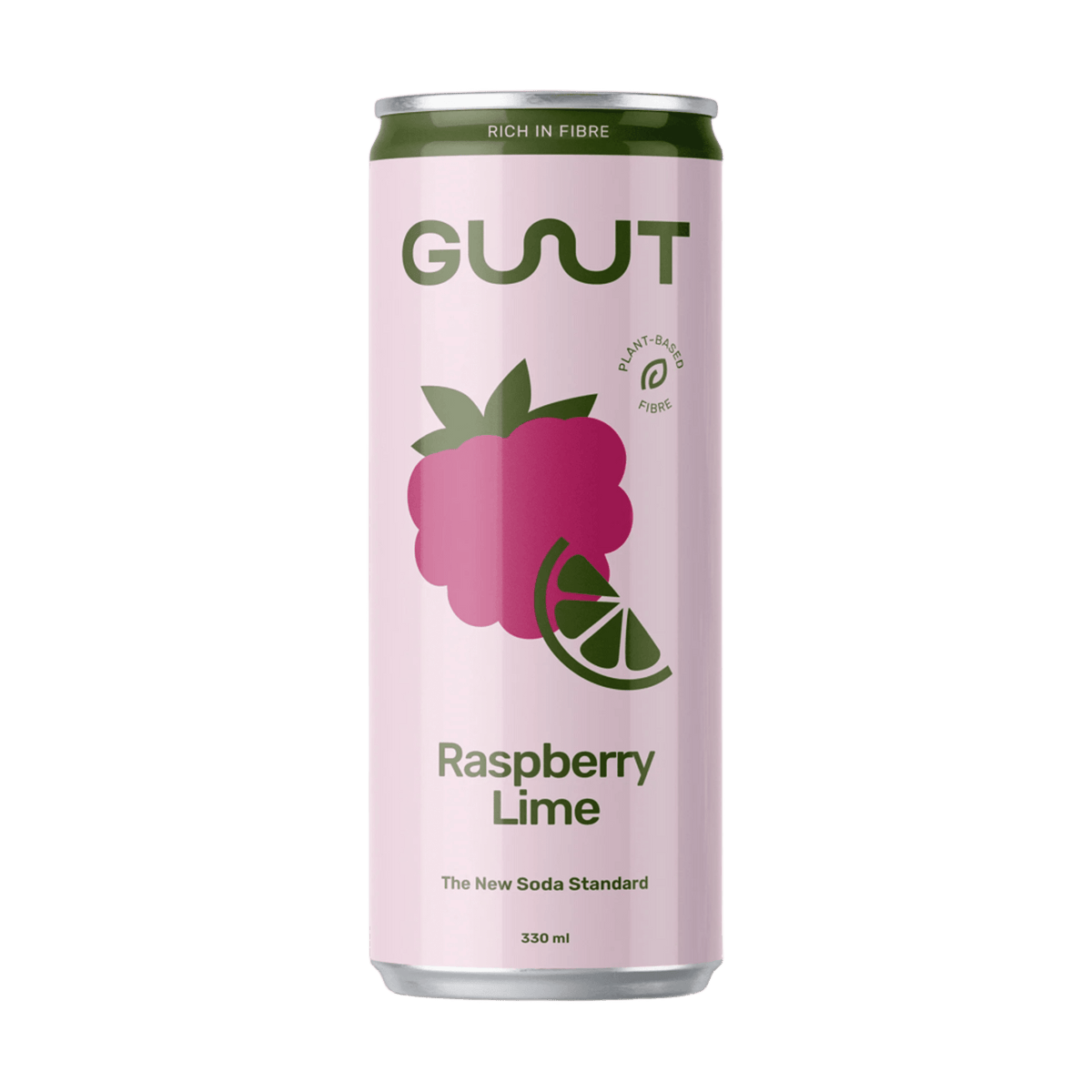 GUUT Prebiotic Soda Himbeere Limette Kiste 24 x 330 ml Schweiz – Vorderansicht