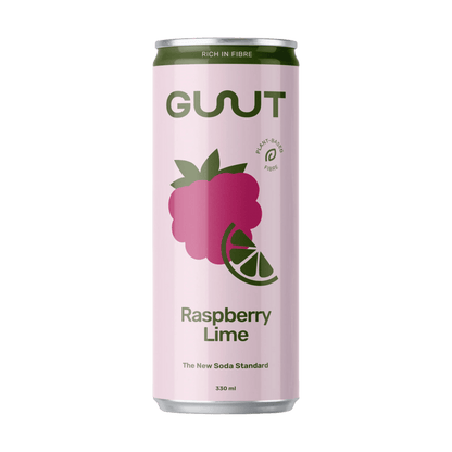 GUUT Prebiotic Soda Himbeere Limette Kiste 24 x 330 ml Schweiz – Vorderansicht