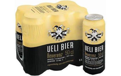 UELI Bier Reverenz Spezial Naturtrüb Kiste 24 x 50 cl Dose / 5.2 % Schweiz – Ansicht