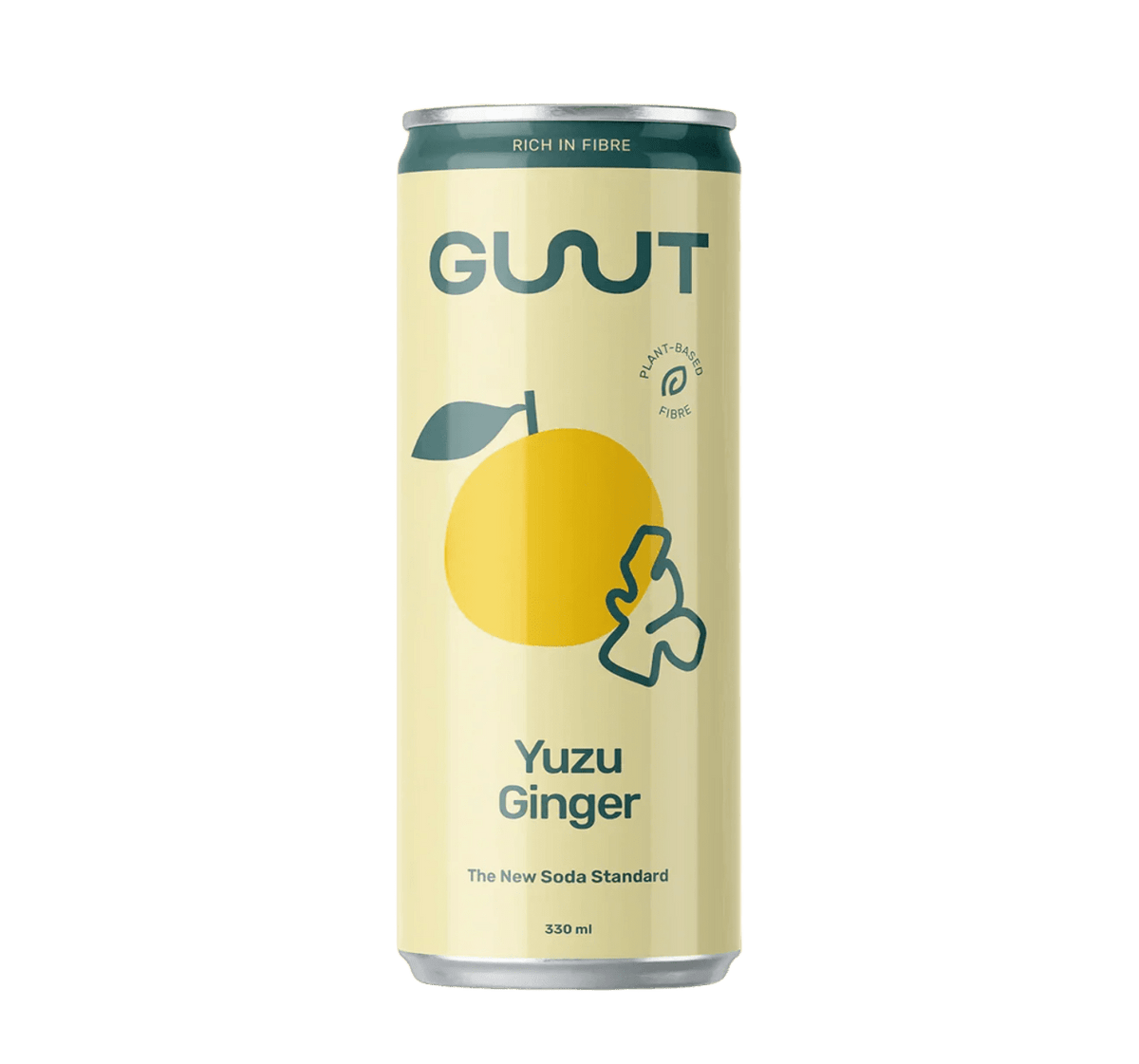 GUUT Prebiotic Soda Yuzu Ingwer Kiste 24 x 330 ml Schweiz – Vorderansicht