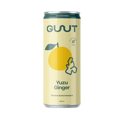 GUUT Prebiotic Soda Yuzu Ingwer Kiste 24 x 330 ml Schweiz – Vorderansicht